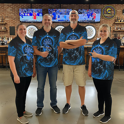 Personalized Blue Grim Reaper Lightning Darts Shirt For Men, Darts Team Jersey Polo & 1/4 Zip TDM5897