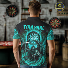 Load image into Gallery viewer, Personalized Turquoise Grim Reaper Lightning Darts Shirt For Men, Darts Team Jersey Polo &amp; 1/4 Zip TDM5898