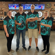 Load image into Gallery viewer, Personalized Turquoise Grim Reaper Lightning Darts Shirt For Men, Darts Team Jersey Polo &amp; 1/4 Zip TDM5898