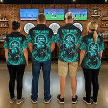 Load image into Gallery viewer, Personalized Turquoise Grim Reaper Lightning Darts Shirt For Men, Darts Team Jersey Polo &amp; 1/4 Zip TDM5898