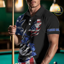 Load image into Gallery viewer, 8 Ball Pool Claw American Flag Billiard Shirt For Men Custom Patriotic Billiard Team Jersey|Black TDM6042