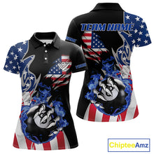 Load image into Gallery viewer, 8 Ball Pool Claw American Flag Billiard Shirt For Women Custom Patriotic Billiard Team Jersey|Black TDM6042