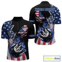 Load image into Gallery viewer, 8 Ball Pool Claw American Flag Billiard Shirt For Men Custom Patriotic Billiard Team Jersey|Black TDM6042