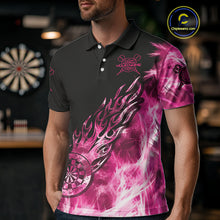 Load image into Gallery viewer, Pink And Black Light Icy Men Darts Polo &amp; Quarter Zip Custom Dart Shirts For Team Dart Jerseys TDM3872
