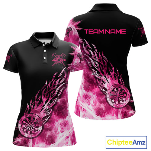 Pink And Black Light Icy Women Darts Polo & Quarter Zip Custom Dart Shirts For Team Dart Jerseys TDM3872