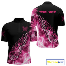 Load image into Gallery viewer, Pink And Black Light Icy Men Darts Polo &amp; Quarter Zip Custom Dart Shirts For Team Dart Jerseys TDM3872