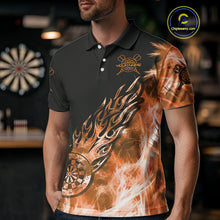 Load image into Gallery viewer, Orange And Black Light Icy Men Darts Polo &amp; Quarter Zip Custom Dart Shirts For Team Dart Jerseys TDM3873