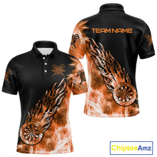 Load image into Gallery viewer, Orange And Black Light Icy Men Darts Polo &amp; Quarter Zip Custom Dart Shirts For Team Dart Jerseys TDM3873