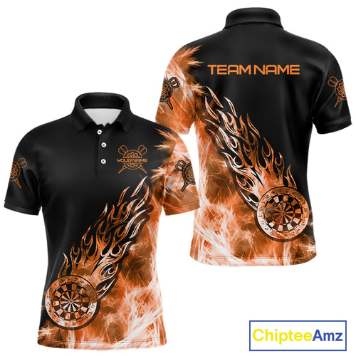 Orange And Black Light Icy Men Darts Polo & Quarter Zip Custom Dart Shirts For Team Dart Jerseys TDM3873