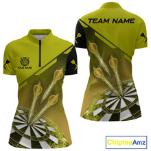 Load image into Gallery viewer, Personalized Yellow Dart Jerseys Polo &amp; Quarter Zip Shirt For Women Custom Dart Shirts Team Uniform TDM4753