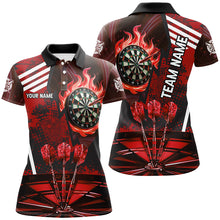 Load image into Gallery viewer, Red Dartboard Fire Flame Hitting Target Custom Dart Shirts For Women, Darts League Team Jerseys TDM2701