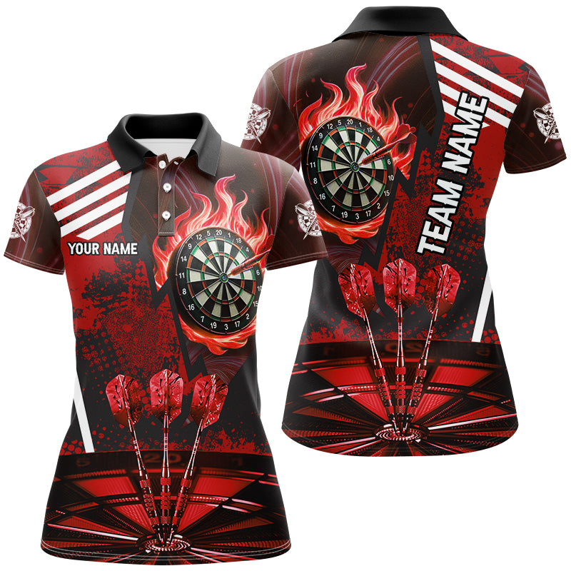 Red Dartboard Fire Flame Hitting Target Custom Dart Shirts For Women, Darts League Team Jerseys TDM2701