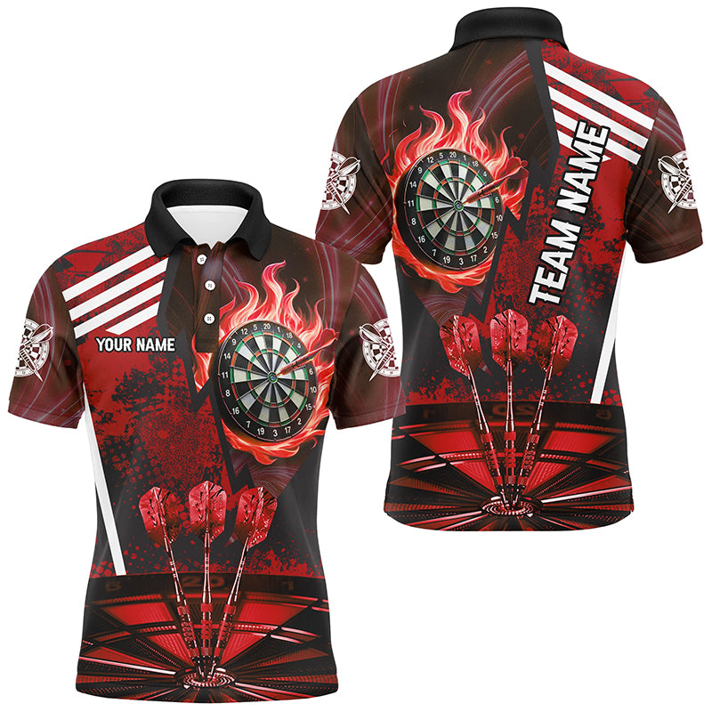 Red Dartboard Fire Flame Hitting Target Custom Dart Shirts For Men, Darts League Team Jerseys TDM2701