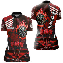 Load image into Gallery viewer, Red Dartboard Fire Flame Hitting Target Custom Dart Shirts For Women, Darts League Team Jerseys TDM2701