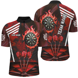 Red Dartboard Fire Flame Hitting Target Custom Dart Shirts For Men, Darts League Team Jerseys TDM2701