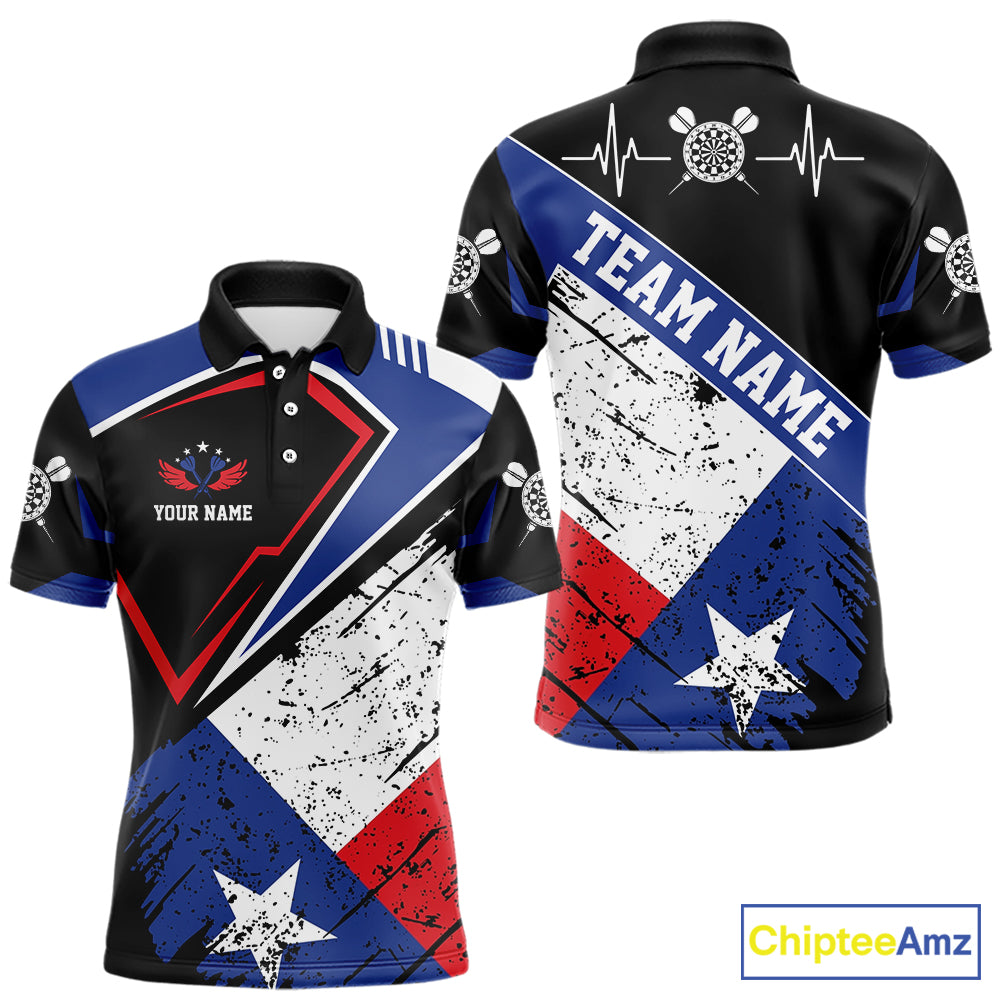 Personalized Grunge Texas Flag Darts Shirt For Men Custom Patriotic Texas Darts Team Jersey TDM5420