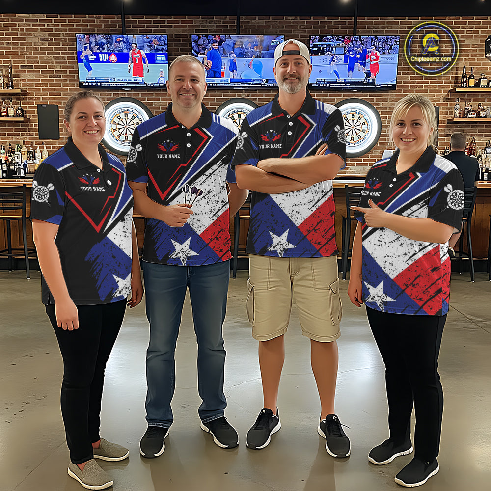 Personalized Grunge Texas Flag Darts Shirt For Men Custom Patriotic Texas Darts Team Jersey TDM5420