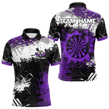 Load image into Gallery viewer, Custom Purple Grunge Darts Shirt With Pocket Option For Men, Darts Jersey TDM3537