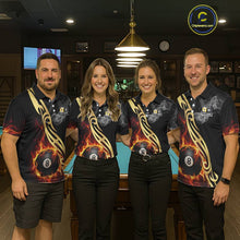 Load image into Gallery viewer, 8 Ball &amp; 9 Ball Flame Smoke Tribal Billiard Shirt For Men Custom Pool Team Jersey Polo &amp; 1/4 Zip TDM5907