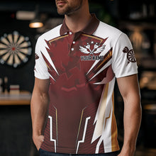 Load image into Gallery viewer, Personalized Wine Red And White Dart Shirts For Men Custom Team Darts Jerseys Polo &amp; Quarter Zip TDM3701