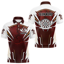 Load image into Gallery viewer, Personalized Wine Red And White Dart Shirts For Men Custom Team Darts Jerseys Polo &amp; Quarter Zip TDM3701