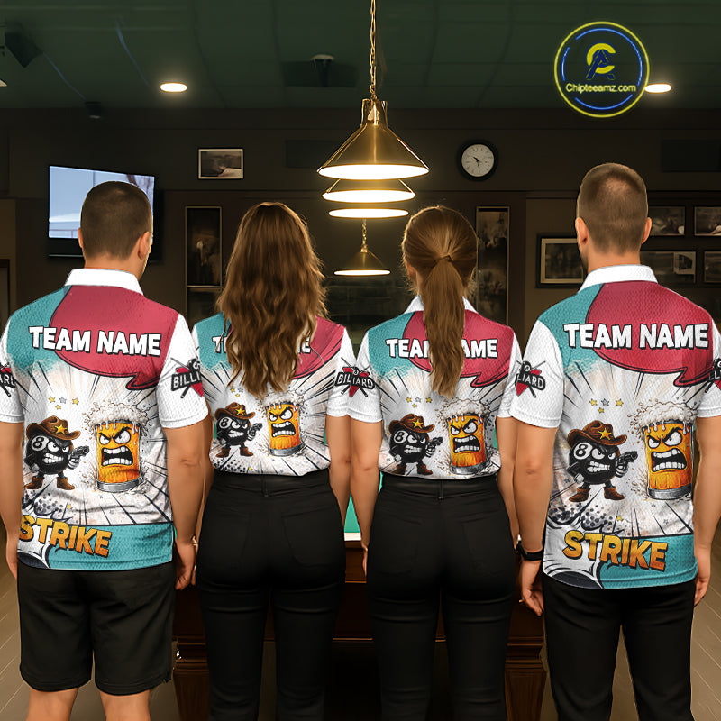 Funny Beer 8 Ball Billiard Shirt For Women Custom Pool Team Jersey Polo & 1/4 Zip, Billiard Outfit TDM6053