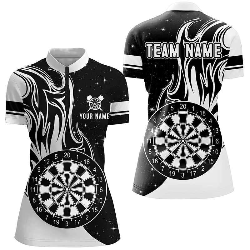 White Darts Fire Quarter-Zip Shirts Best Custom Darts Shirts For Women Darts Team Jerseys TDM1420