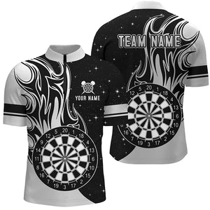 White Darts Fire Quarter-Zip Shirts Best Custom Darts Shirts For Men Darts Team Jerseys TDM1420