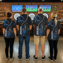 Load image into Gallery viewer, Custom Blue Darts Lightning Grim Reaper Polo &amp; 1/4 Zip, Darts Shirt For Men, Darts Team Jersey TDM6308