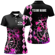 Load image into Gallery viewer, Custom Pink Grunge Darts Board Argyle Pattern Darts Shirts For Women, Best Darts Team Jerseys Attire TDM1790