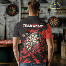 Load image into Gallery viewer, Personalized Black And Red Splash Dart Polo &amp; Quarter Zip Custom Dart Shirt For Men Darts Jersey TDM4168