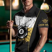 Load image into Gallery viewer, Personalized Yellow Funny Break 8 Ball Grunge Billiard Shirt For Men Custom Pool Team Jersey TDM4338