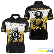 Load image into Gallery viewer, Personalized Yellow Funny Break 8 Ball Grunge Billiard Shirt For Men Custom Pool Team Jersey TDM4338
