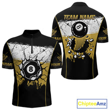Load image into Gallery viewer, Personalized Yellow Funny Break 8 Ball Grunge Billiard Shirt For Men Custom Pool Team Jersey TDM4338