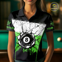 Load image into Gallery viewer, Personalized Green Funny Break 8 Ball Grunge Billiard Shirt For Women Custom Pool Team Jersey TDM4339