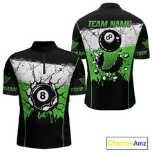 Load image into Gallery viewer, Personalized Green Funny Break 8 Ball Grunge Billiard Shirt For Men Custom Pool Team Jersey TDM4339