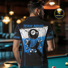 Load image into Gallery viewer, Personalized Blue Funny Break 8 Ball Grunge Billiard Shirt For Men Custom Pool Team Jersey TDM4340