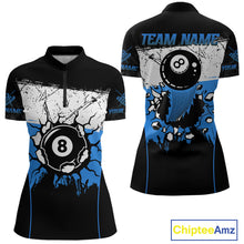 Load image into Gallery viewer, Personalized Blue Funny Break 8 Ball Grunge Billiard Shirt For Women Custom Pool Team Jersey TDM4340