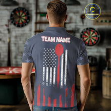Load image into Gallery viewer, Personalized American Flag Navy Blue Darts Shirt For Men Custom Patriotic Darts Team Jerseys TDM4343