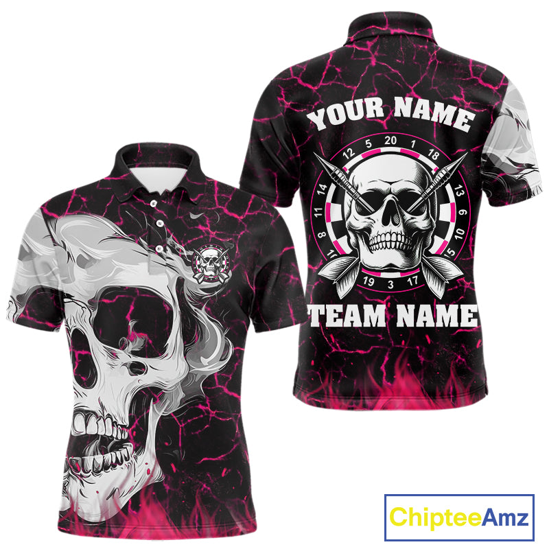 Personalized Pink 3D Fire Crack Skull Dart Shirts Custom Scary Dart Shirts For Men Dart Jersey TDM4762