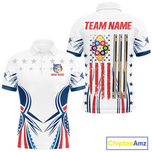 Load image into Gallery viewer, Patriotic American Flag 9 Ball Billiard Shirt For Men Custom Pool Team Jerseys Polo &amp; Quarter Zip TDM4770