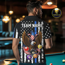 Load image into Gallery viewer, Billiard Eagle American Flag Stripes Pool Jersey For Men Custom Patriotic Billiard Team Shirt|Blue TDM4982