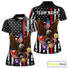 Load image into Gallery viewer, Billiard Eagle American Flag Stripes Pool Jersey For Women Custom Patriotic Billiard Team Shirt|Red TDM4983