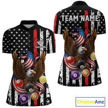 Load image into Gallery viewer, Billiard Eagle American Flag Stripes Pool Jersey For Women Custom Patriotic Billiard Team Shirt|Red TDM4983