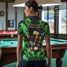 Load image into Gallery viewer, Personalized Green Funny Flame 8 Ball Billiard Shirt For Women Custom Pool Team Jersey Polo, 1/4 Zip TDM4985