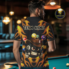 Load image into Gallery viewer, Orange Funny Flame 8 Ball Billiard Shirt For Men Custom Pool Team Jersey Polo &amp; Quarter Zip TDM4986