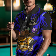 Load image into Gallery viewer, Personalized Blue Funny Flame 9 Ball Billiard Shirt For Men Custom Pool Team Jersey Polo &amp; 1/4 Zip TDM4987