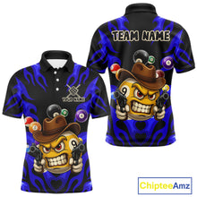 Load image into Gallery viewer, Personalized Blue Funny Flame 9 Ball Billiard Shirt For Men Custom Pool Team Jersey Polo &amp; 1/4 Zip TDM4987