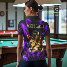Load image into Gallery viewer, Personalized Purple Funny Flame 9 Ball Billiard Shirt For Women, Pool Team Jersey Polo &amp; 1/4 Zip TDM4988