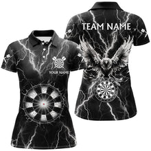 Load image into Gallery viewer, Personalized Black White Thunder Lightning Dart Shirts For Women Custom Eagle Dart Team Jerseys TDM2962